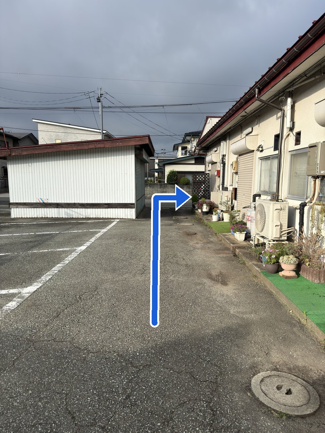 駐車スペース①からスタート